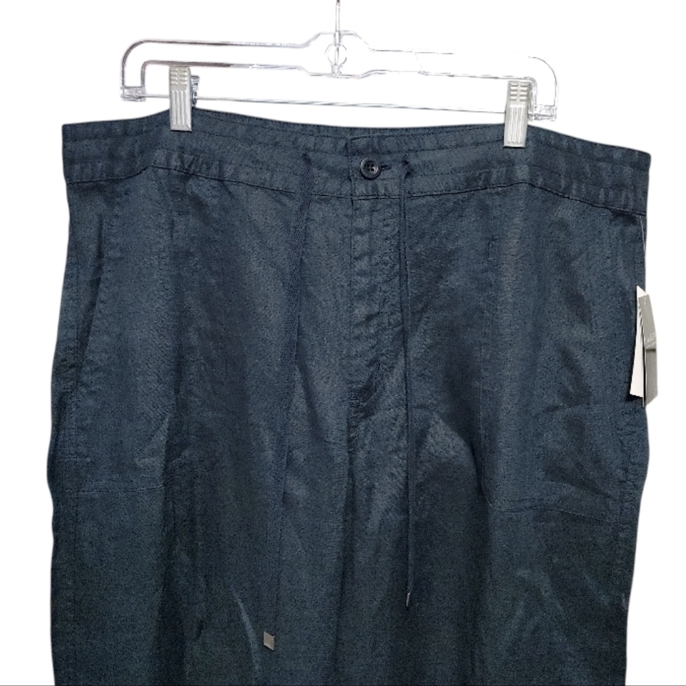 Lauren Ralph Lauren Navy Blue Wide Leg Linen Drawstring Pants NWT Womens Size 18 - Picture 5 of 14